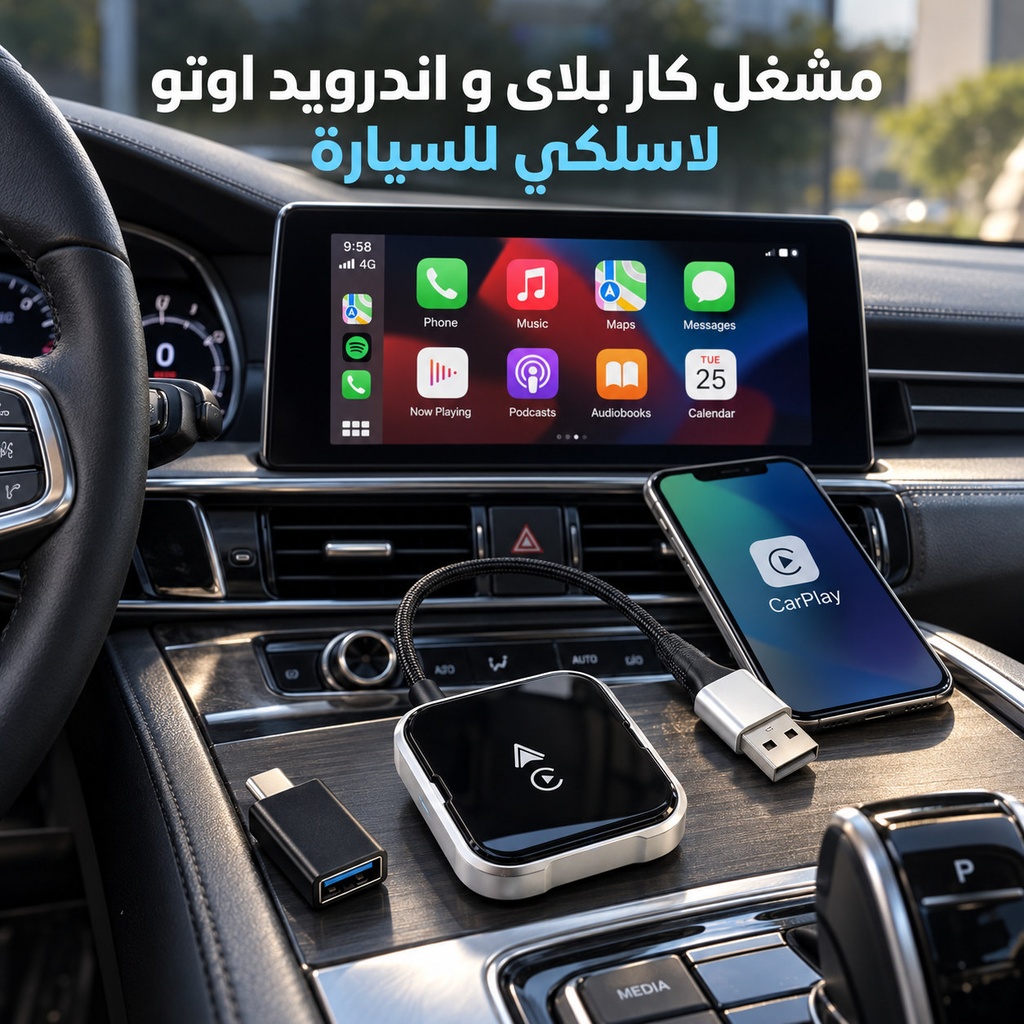 محول كار بلاي وأندرويد أوتو لاسلكي للسيارة 2 في 1 USB بتقنية WiFi