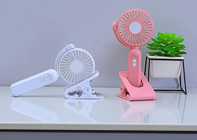 مروحة ميني مشبك للثبات علي المكتب بإضاءة ليد سرعات مختلفة لهواء منعش