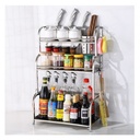 استاند منظم للتوابل استانلس ستيل 3 دور بعليقات جانبية للشوك والسكاكين