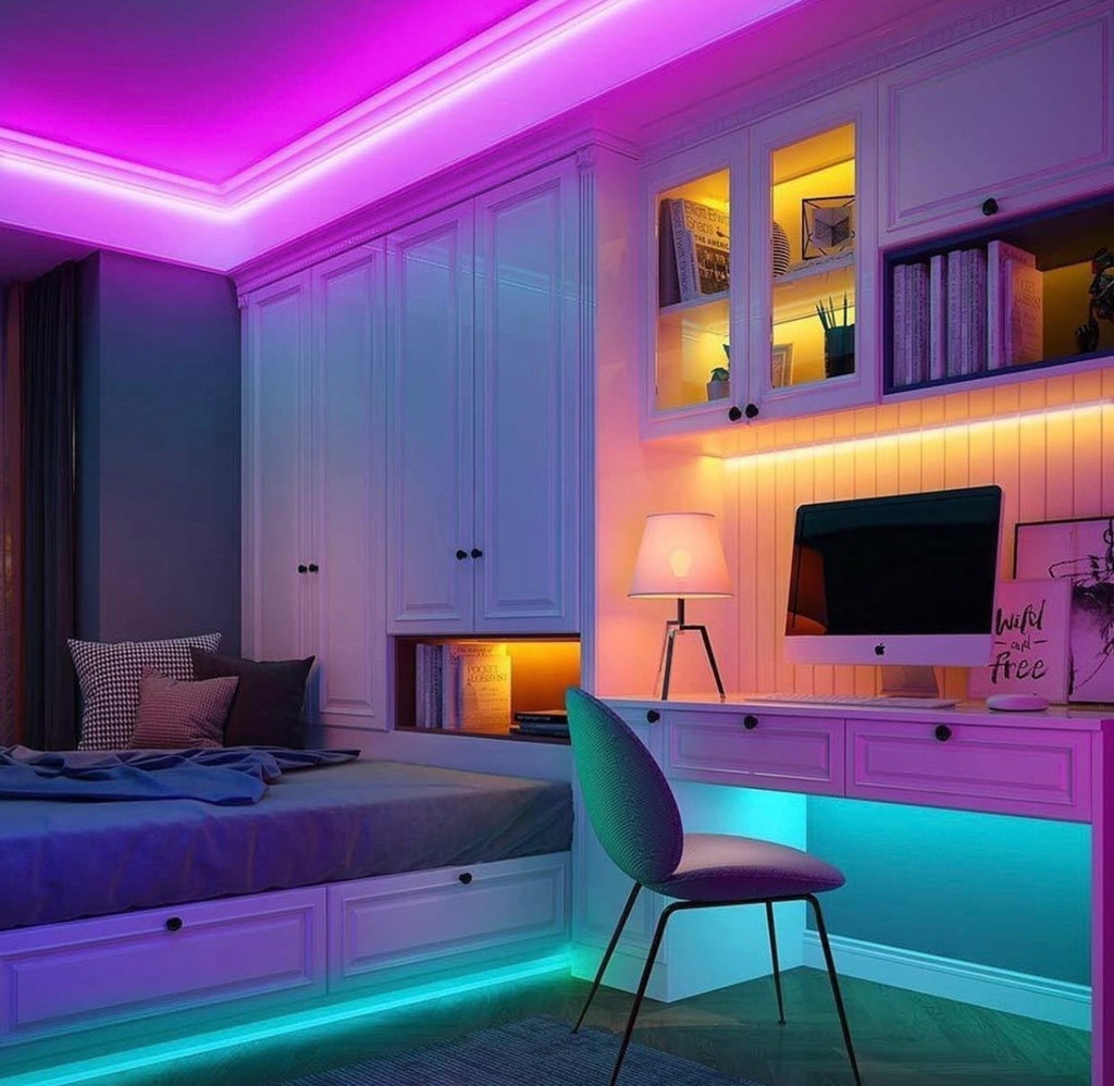 شريط ليد متعدد الالوان مع ريموت كنترول مقاوم للماء 5 متر