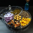 طبق تسالي 6 خانات من الاكليريك الشفاف بغطاء لتقديم المكسرات والكاندي