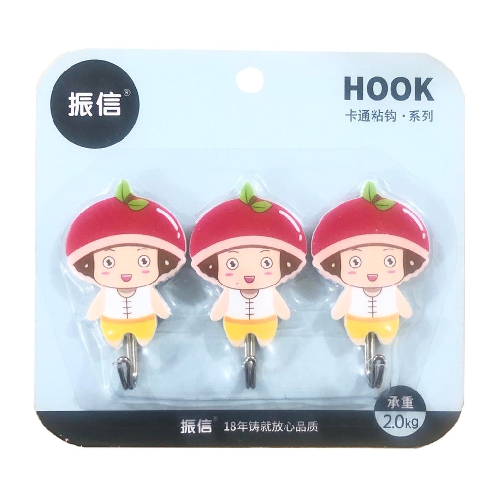 هوك تعليق ذاتي اللصق 3 قطع للمطبخ والحمام والغرف باشكال كرتونية جميلة