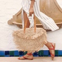 شنطة بحر شيك من خيوط الخوص لاستكمال اكسسوارات المايوه