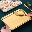 صينية استانليس ستيل مطلي باللون الذهبي لتقديم الطعام والحلويات والمشروبات