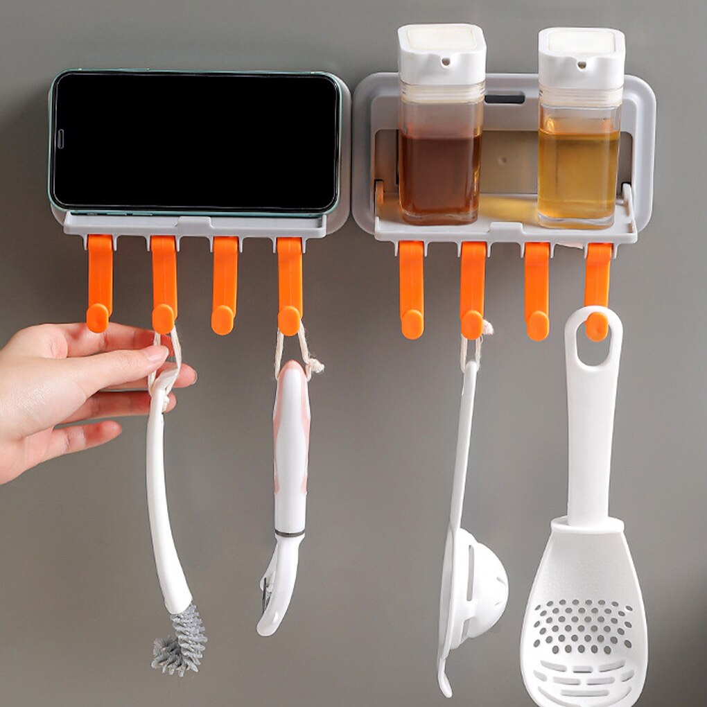 منظم وحامل لادوات المطبخ والحمام 4 هوك بلزق دبل فيس قوي