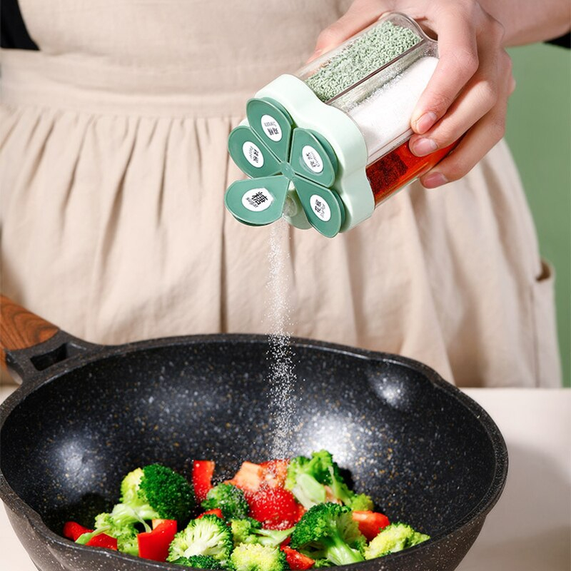 ملاحة توابل 5 في 1 للسفرة والمطبخ علي شكل وردة للملح والفلفل والشطة