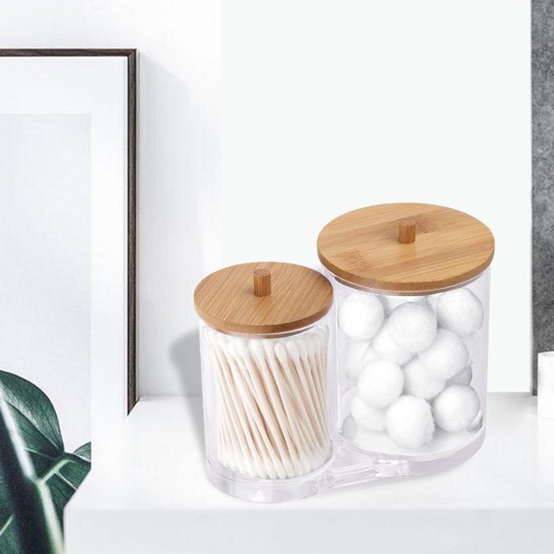 منظم اكليريك زوجي لحمل وتنظيم قطن ازالة الميكب وخلل ونكاشات الأسنان بغطاء خشب