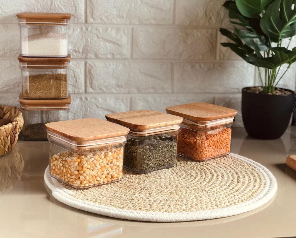 علبة اكليريك لحفظ وتنظيم الحبوب و البقوليات والمكسرات شفاف 500 ملي لتر