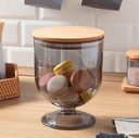 كأس لتقديم وحفظ الكاندي والشوكولاته والمكسرات اكليريك شفاف بغطاء خشب