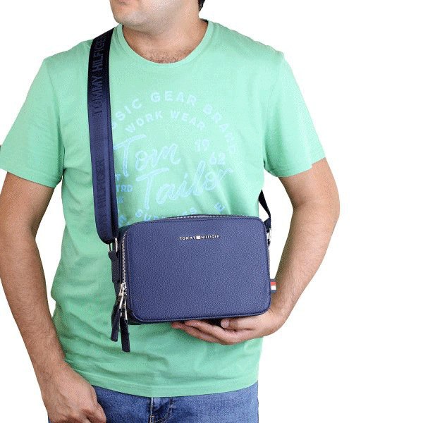 شنطة كروس رجالي جلد بسوستة متينه للحفاظ علي المتعلقات الشخصية