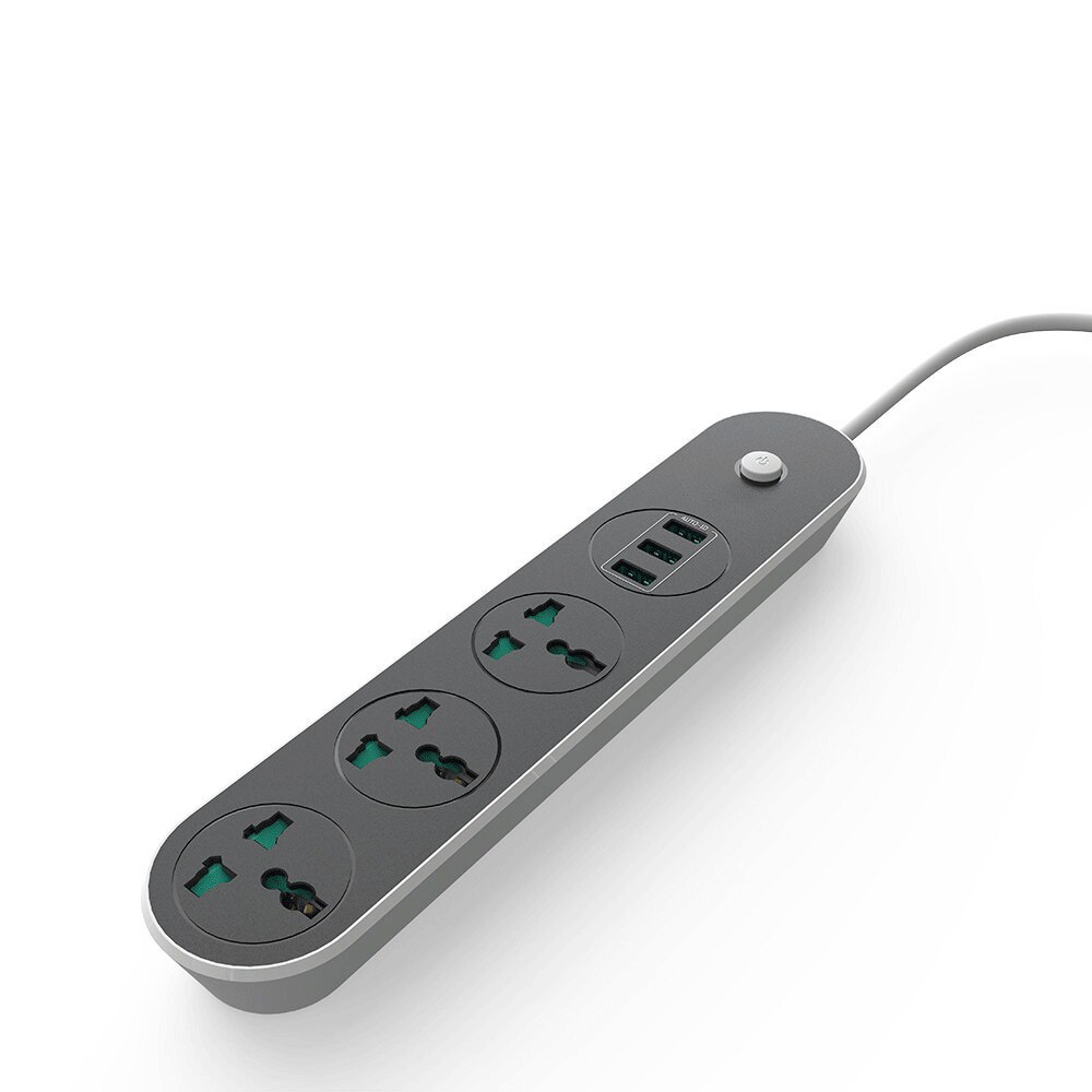 مشترك كهرباء 3 فيشة مع 3 منافذ يو اس بي سريع الشحن للاجهزة والموبايلات 2500 واط