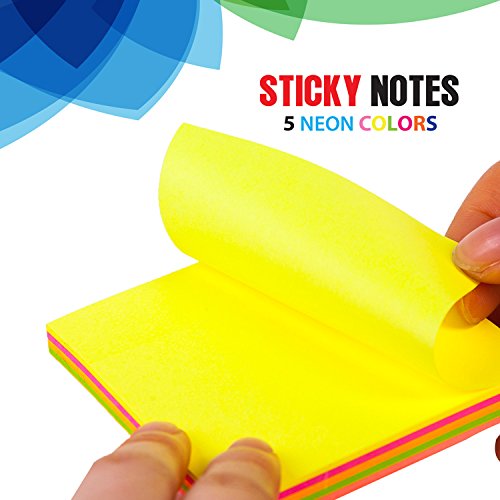 ستيكي نوتس  5 الوان نيون لتدوين وكتابة الملاحظات