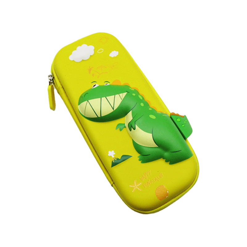 مقلمة شكل ديناصور ثري دي باللون الأصفر نيون مبهج لحمل وتنظيم الاقلام