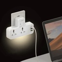 مشترك 2 فيشة مع منفذين يو اس بي ومنفذ تايب سي بكشاف تاتش لجميع انواع الاجهزة