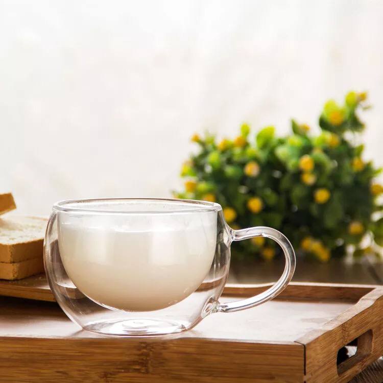 مج دبل شيك لشرب القهوة من الزجاج الشفاف