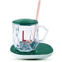 مج زجاجي بقاعدة سخان كهرباء ومعلقة للأستمتاع بالقهوة والمشروبات الدافئة طوال اليوم