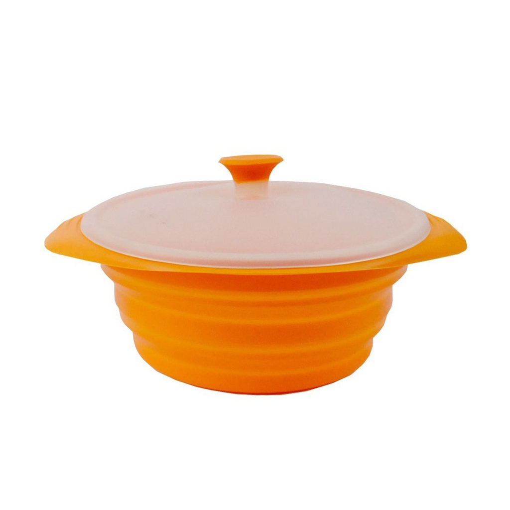 حلة الميكرويف السيليكون لحفظ وتسخين الطعام بيد وغطاء للحفاظ علي المحتويات