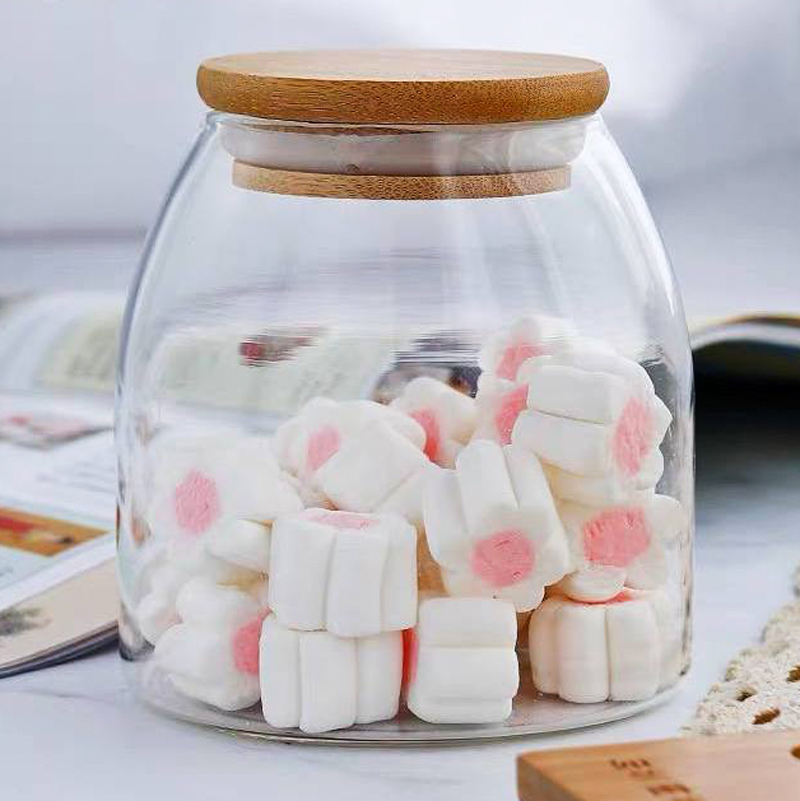 برطمان زجاج 450 ملي لحفظ التوابل والشاي والقهوة والمكسرات بغطاء خشبي