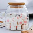 برطمان زجاج 450 ملي لحفظ التوابل والشاي والقهوة والمكسرات بغطاء خشبي