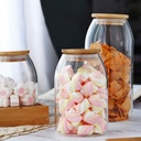 برطمان زجاج  700ملي غطاء خشب محكم الغلق لحفظ وتنظيم البقوليات والتوابل والمكسرات والكورن فليكس ‏