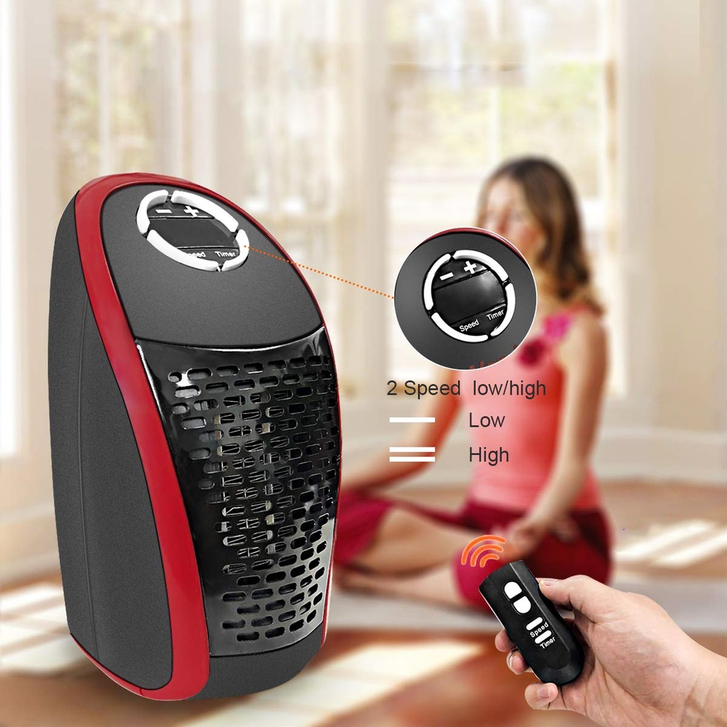 دفاية كهربائية محمولة للتغلب علي برد الشتاء بدرجات حرارة مختلفة وتايمر وريموت كنترول للتحكم عن بعد 400 واط