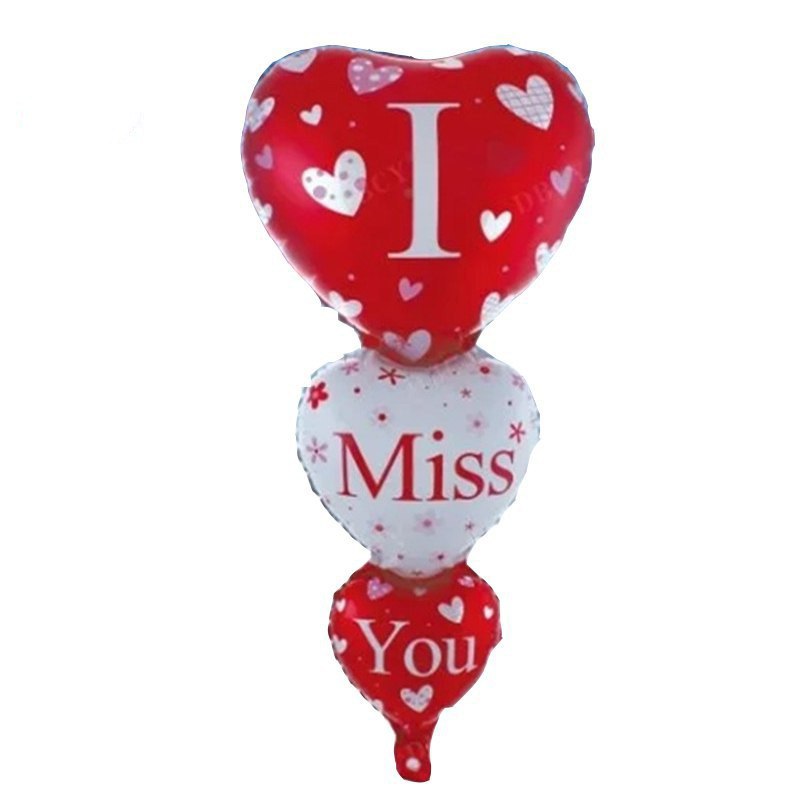 CM 104*48 باللون الاحمر والابيض I Miss U بالون هيليوم