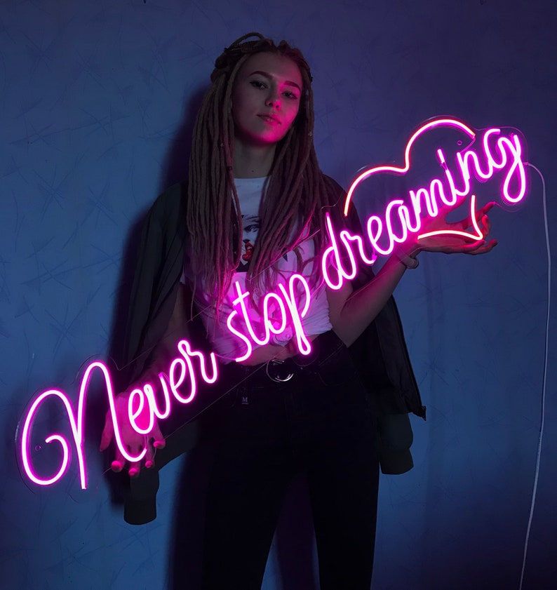 Never Stop Dreaming Neon Led Light Sign Art Decor 30*100‎