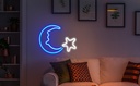Crescent &amp; Star Neon Led Light Sign Art Decor