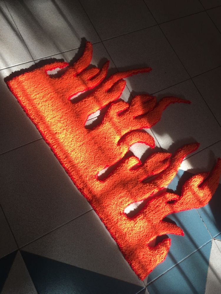 Fire Fluffy Bedroom Rug