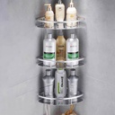 ركنة حمام استانليس ستيل 3 دور لتنظيم الشاور جل والشامبو بفتحات لتصريف المياه وهوكات تعليق