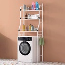 استاند منظم وحامل ادوات الحمام فوق الغسالة والتواليت 3 رفوف مع هوكات جانبية لتعليق الفوط متعدد الاستخدام