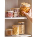 علبة حفظ وتنظيم الحبوب والبقوليات 500 ملي بغطاء شكل خشبي محكم الغلق بفتحة للتهوية