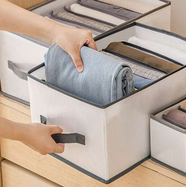 منظم دولاب وادراج للبناطيل والتيشرتات والقمصان مقسم 12 خانة قابل للطي لسهولة التخزين وبيد