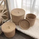 طقم سلال خوص 3 قطع احجام مختلفة للدريسنج والليفنج بغطاء للحفاظ علي المحتويات من الأتربة