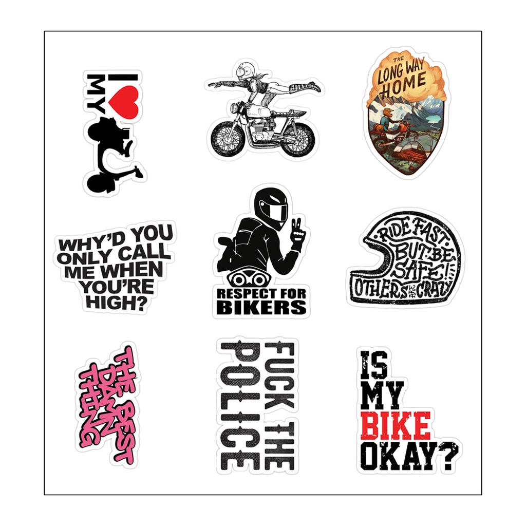 Bikes Lovers Vinyl Sticker Pack Reusable &amp; Waterproof