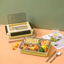 لانش بوكس مقسم الي  5 خانات بغطاء محكم وحامل الموبايل للمشاهدة الافلام أثناء الطعام