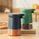 برطمان زجاج 350 ملي لحفظ وتخزين التوابل والشاي والسكر بغطاء ومعلقة لسهولة الاستعمال ويد