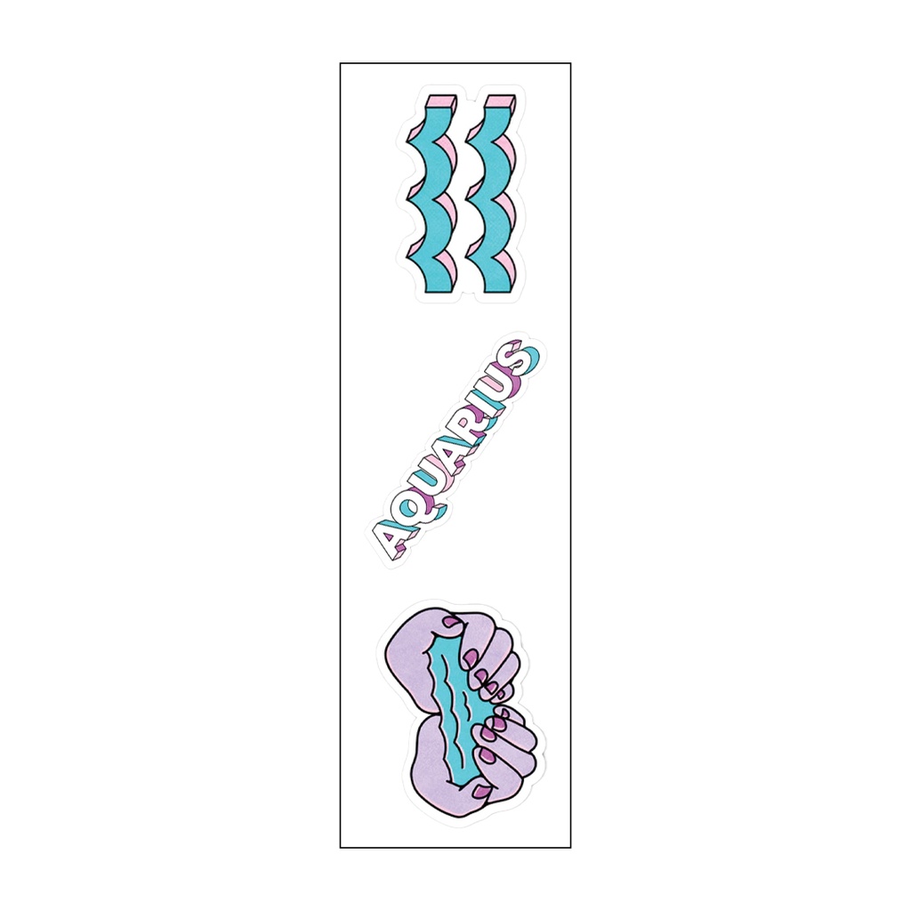 Aquarius Zodiac Vinyl Sticker Pack Reusable &amp; Waterproof