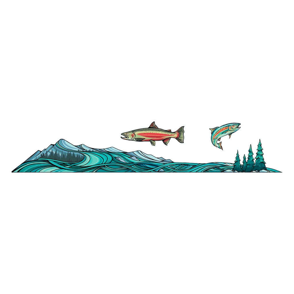 Fish Mountain Vinyl Sticker  Reusable &amp; Waterproof For Water Bottles