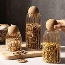 طقم برطمانات زجاج 3 قطع باحجام مختلفة وغطاء كروي لحفظ وتخزين الحبوب والبقوليات والتوابل