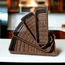 طقم باسكت 4 قطع بمقاسات مختلفة لحمل وتنظيم ادوات العناية بالشعر والبشرة والميكب وقطع الديكور من الرتان