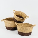 طقم سلال 3 قطع للملابس ولعب الاطفال والمخدات وقطع الديكور وللزرع الصناعي والطبيعي بيد من الخوص