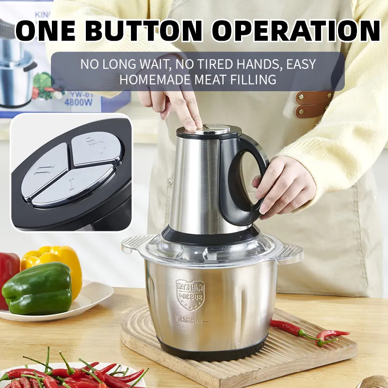 كبة استانليس ستيل 5 لتر لفرم اللحوم والثوم والبصل والخضروات  ب 3 سرعات مختلفة 250 واط