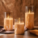 شمعة ليد مضيئة بدون لهب لتجديد ديكور المنزل من الزجاج