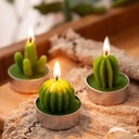 شمع صبار 6 قطع باشكال مختلفة بقواعد معدنية لديكور البيت وإضفاء اجواء رومانسية هادئة