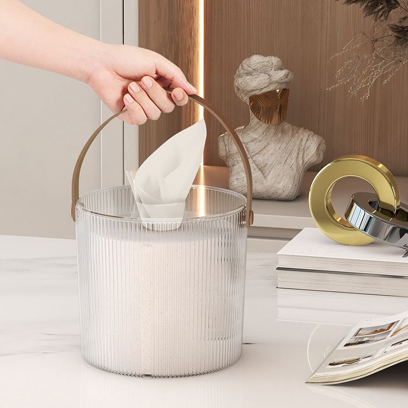 حامل علب مناديل اكليريك شفاف بيد جلد لغرف النوم والأطفال والليفنج والمطبخ والمكتب