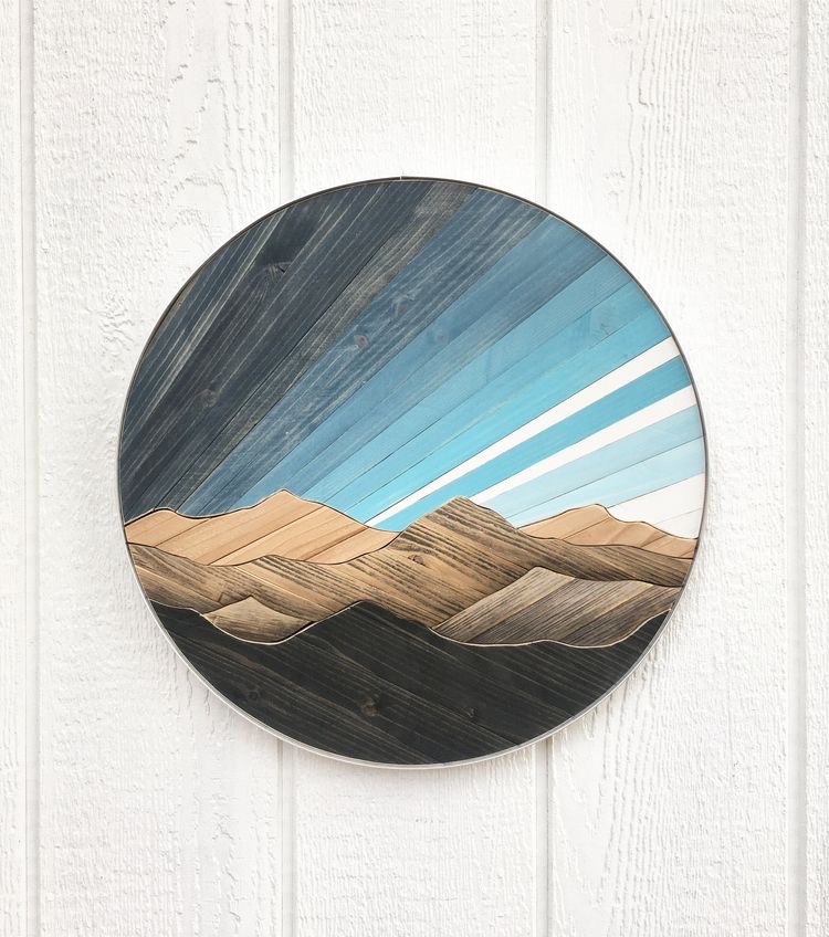 تابلوه هاند ميد من الخشب بمنظر طبيعي خلاب والوان مبهجة لتجديد الديكور