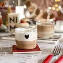 مج قلب 300 ملي زجاج شفاف لشرب وتقديم العصائر والشاي والنسكافيه