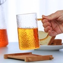 مج زجاج منقوش 350 ملي لتقديم المشروبات الساخنة والعصائر بشكل شيك بيد بألوان مختلفة