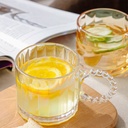 كوباية 300 ملي زجاج شفاف مضلع بيد شكل لولي لشرب وتقديم الشاي والعصائر للضيوف